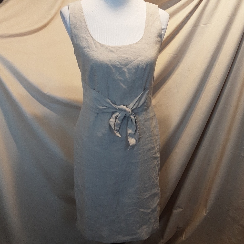 Ann Taylor Linen Front Tie Midi Dress SZ 4
